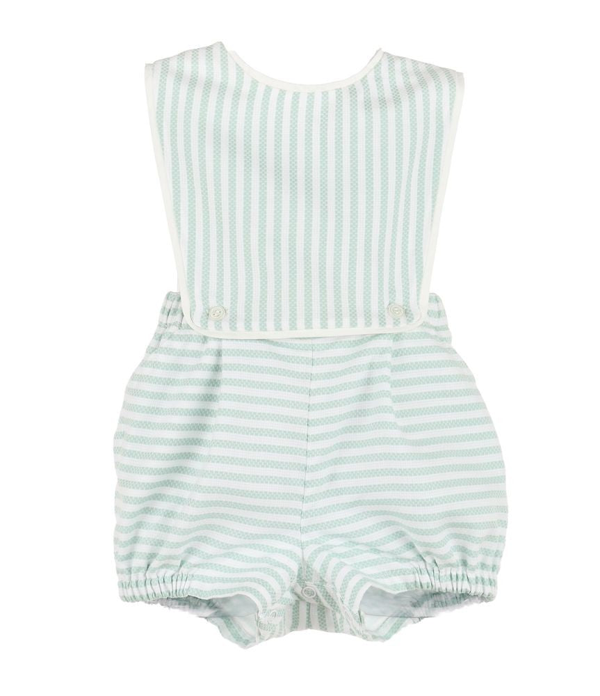 Sophie & Lucas Boys Coastal Classics Striped Overall - Green