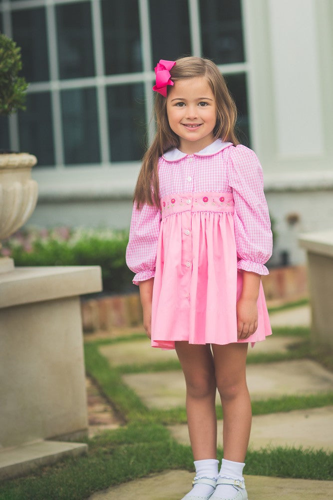 Proper Peony Girls Dress - Pink Gingham Tallulah with Sash