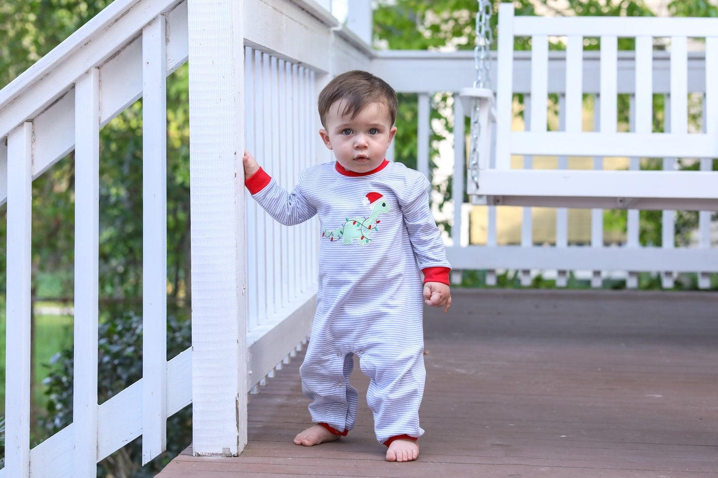 Trotter Street Kids Baby Boys Romper - Christmas Santa Dino