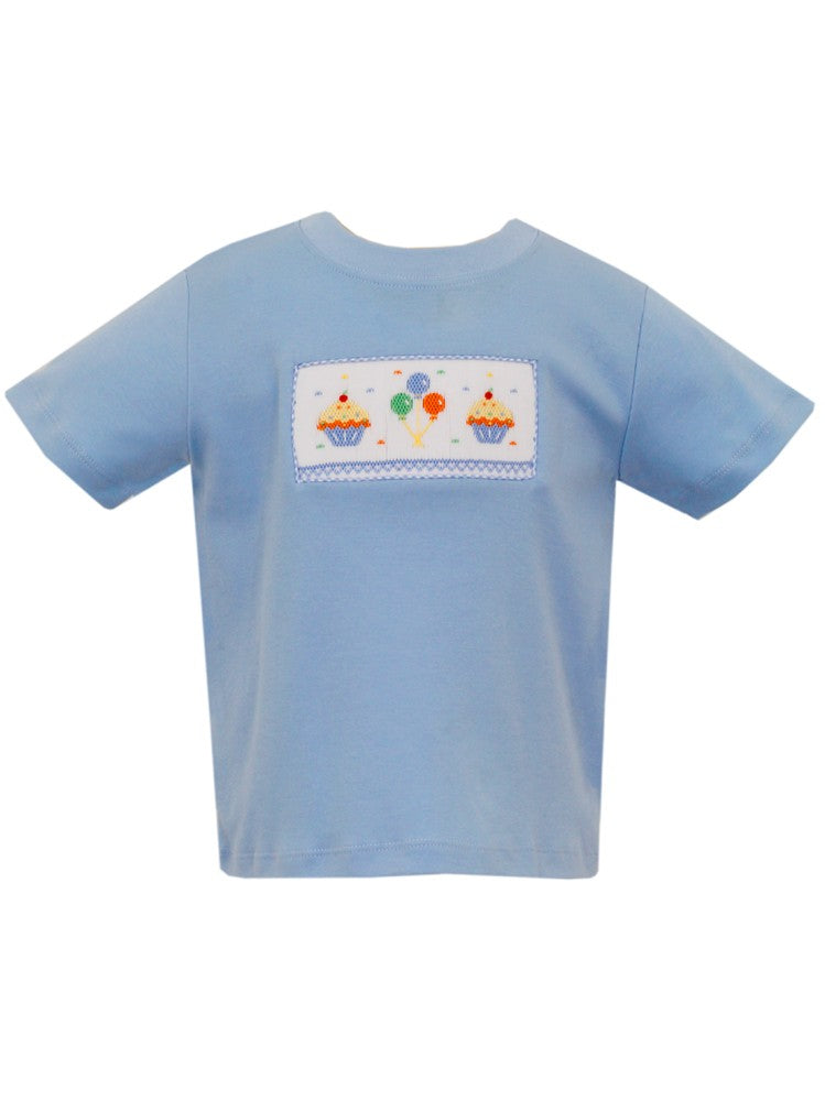 Anavini Velani Baby Boys Blue Shirt - Smocked Birthday