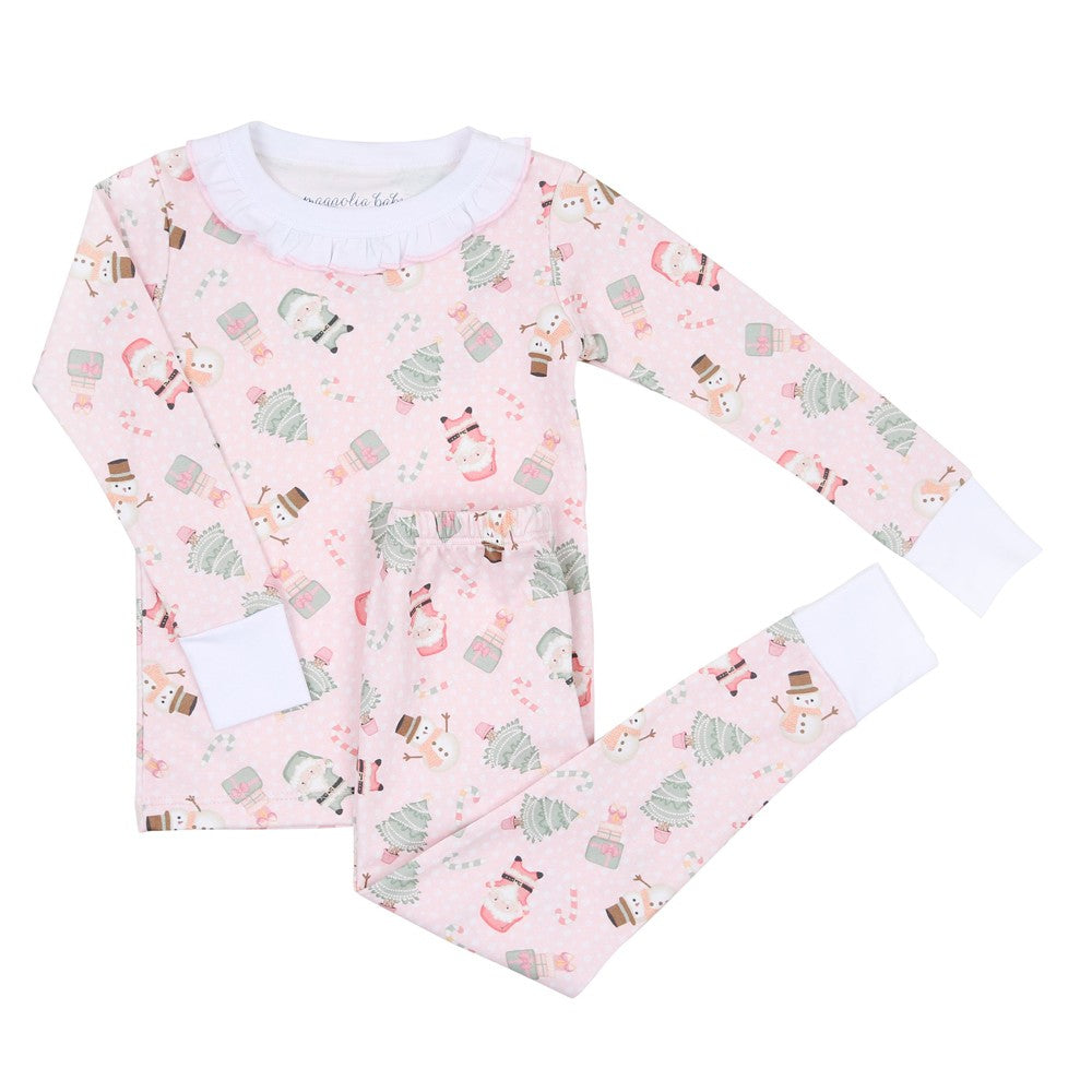 Magnolia Baby Girls Sweet Little Christmas Ruffle Long Pajamas - Pink by Magnolia Baby