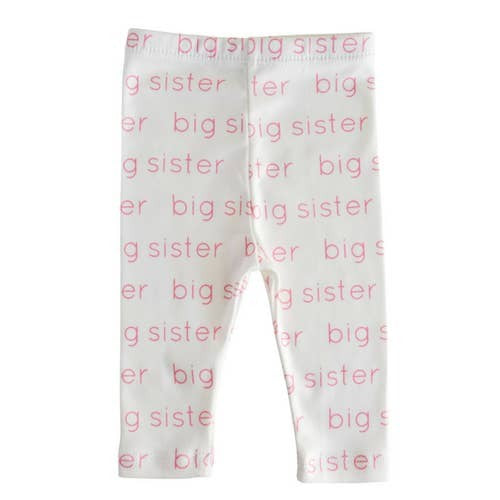 Little Girls Big Sister Dress with Leggings - Pink Peony Floral