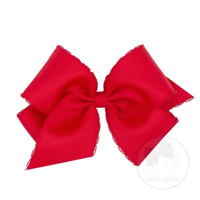 Wee Ones Girls Hair Bow - Monotone Moonstitch - Red by Wee Ones