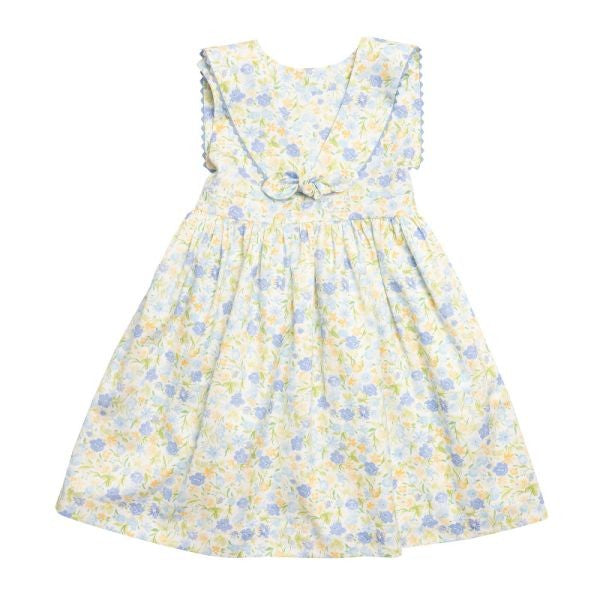 Sal & Pimenta Girls Dress - Sailor Collar - Yellow & Blue Sunshine Floral