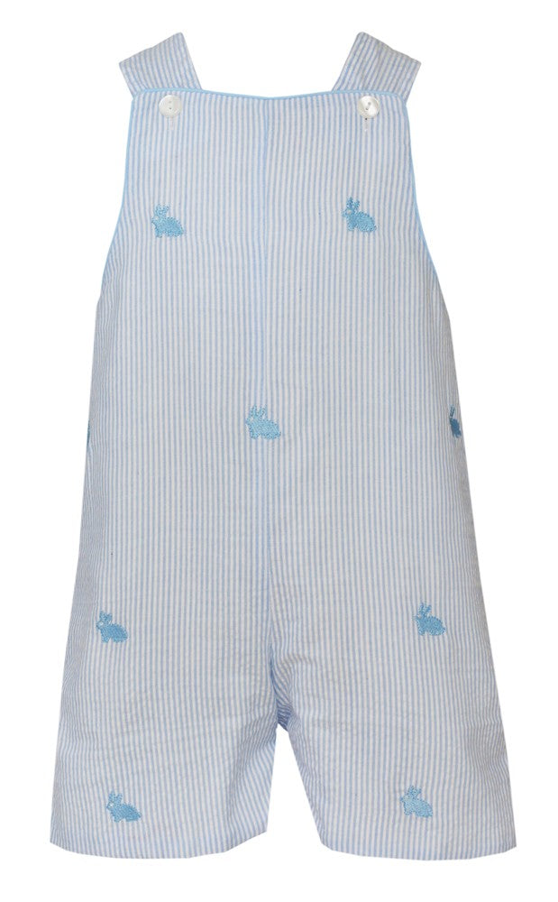 Anavini Baby / Toddler Boys Blue Stripe Embroidered Bunnies Jon Jon
