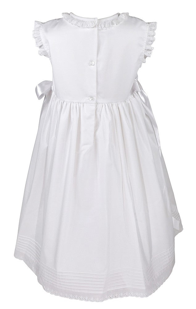 The Best Dressed Child / Lulu Bebe Girls White Smocked Gaby Dress with Side Bows by Best Dressed Child