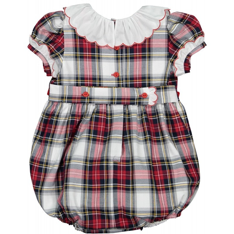 Sal & Pimenta Girls Bubble - Jolly Tartan Holiday Plaid with Red Bows by Sal & Pimenta