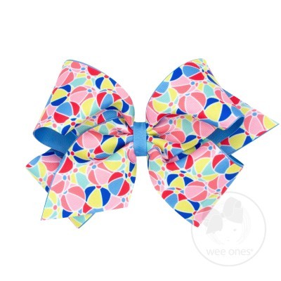 Wee Ones Girls Overlay Hair Bow - Vintage Vacation - Beach Balls by Wee Ones