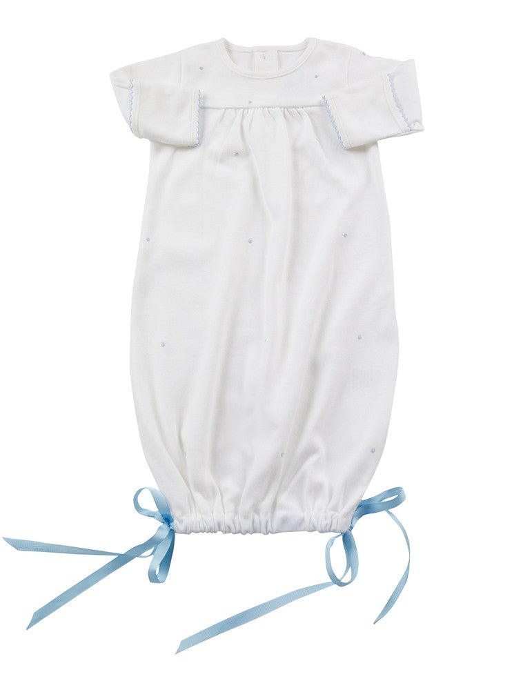 The Proper Peony Layette Grayson Gown with Ribbons - Blue by Proper Peony