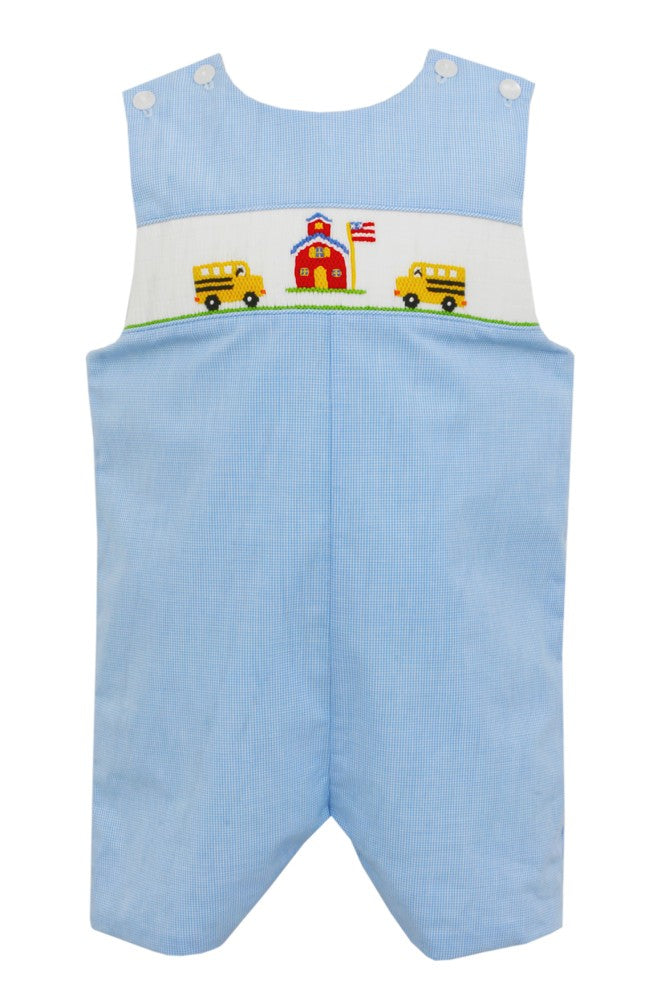 Petit Bebe Baby / Toddler Boys Blue Check Smocked Back to School Jon Jon by Petit Bebe