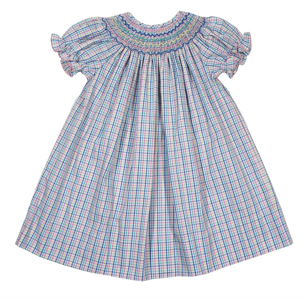 The Best Dressed Child Baby / Toddler Girls Spring Plaid Smocked Bishop Dress