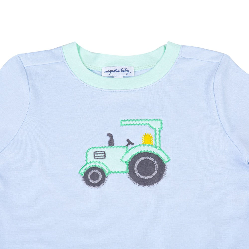Magnolia Baby Boys Blue Tractor Time Applique T-Shirt