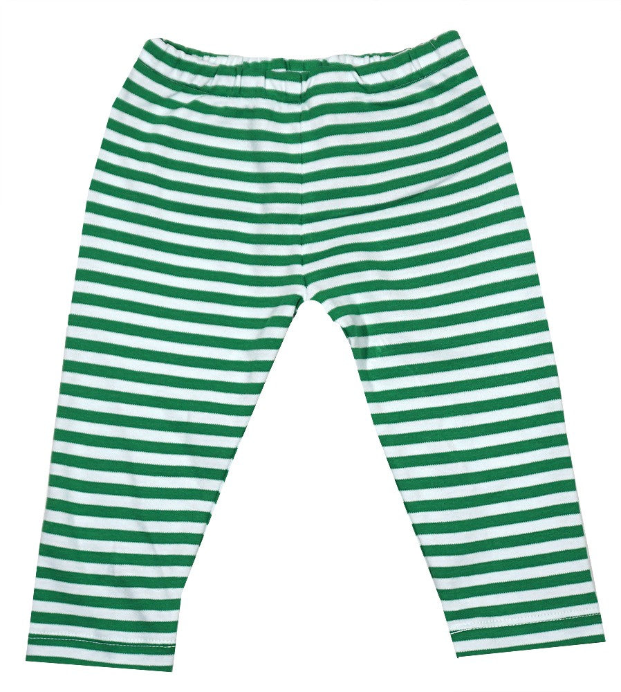 Claire & Charlie Girls Capri Leggings - Kelly Green & White Stripes by Claire & Charlie