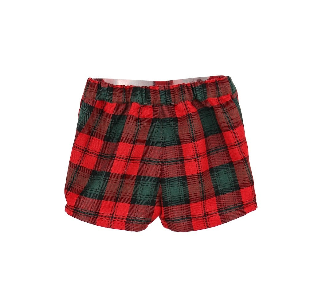 Sophie & Lucas Boys Red Holiday Plaid Tartan Tidings Shorts Set by Sophie & Lucas