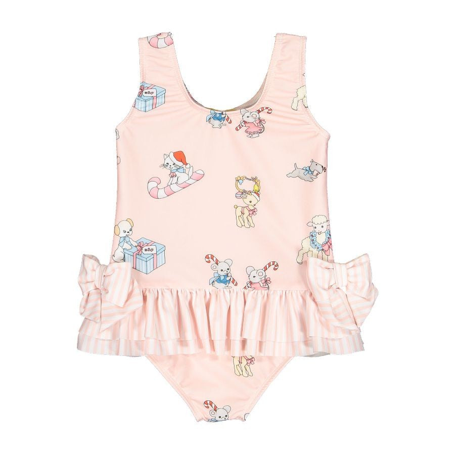 Sal & Pimenta Girls Swimsuit - Christmas Pets - Pink by Sal & Pimenta