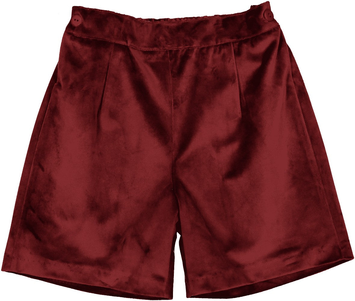 Sal & Pimenta Boys Dressy Shorts - Holiday Velvet - Burgundy