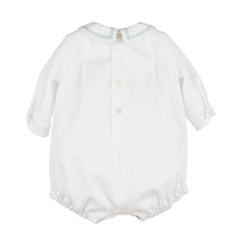Luli & Me Baby Boys Classic Smocked Bubble - Long Sleeves - White by Luli & Me