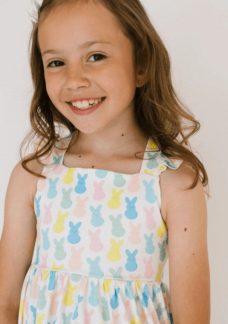 Ollie Jay Girls Rosita Pocket Twirl Dress - Marshmallow Bunny Peeps