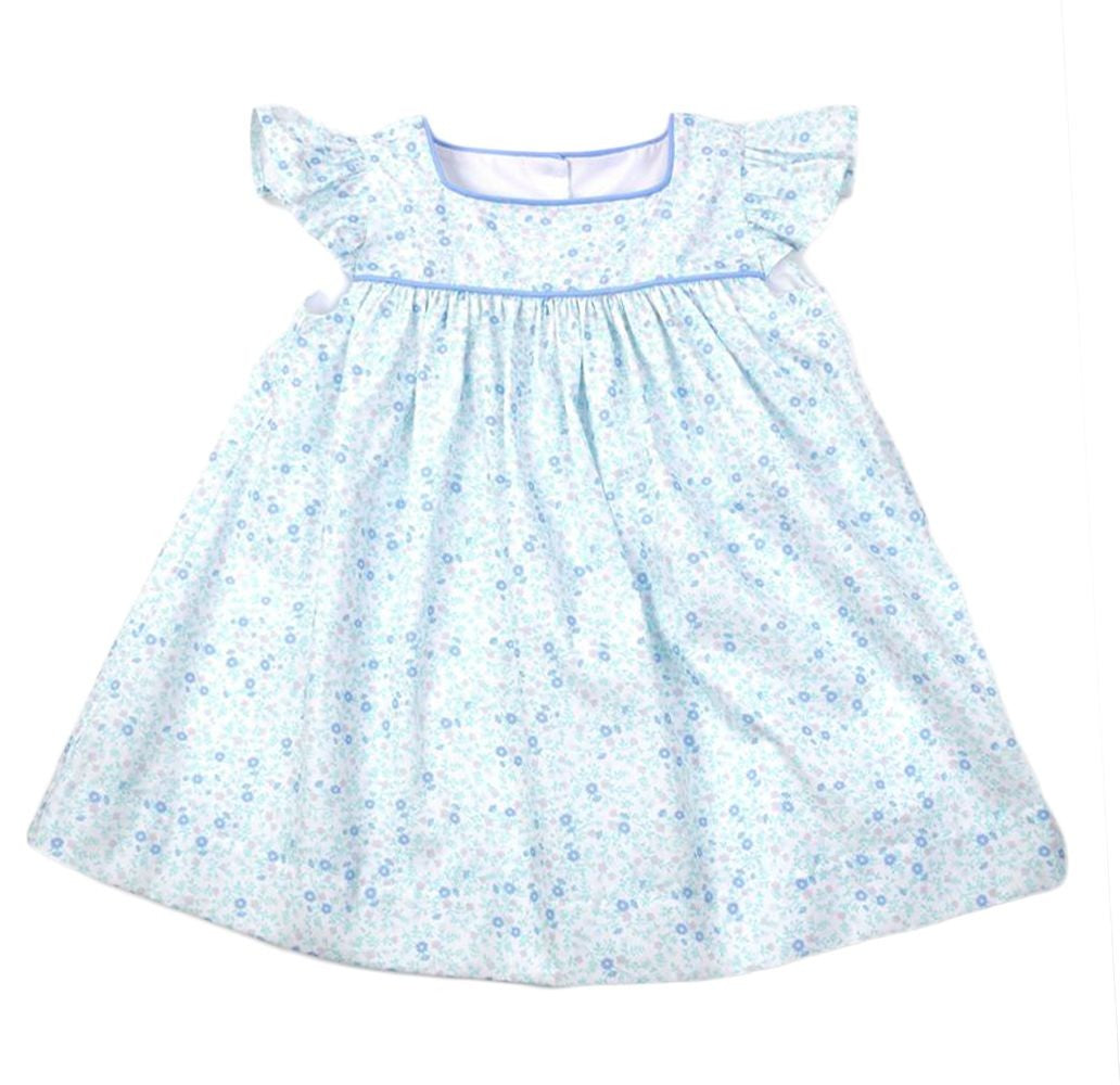 Funtasia Too Girls Aqua Floral Flutter Sleeve Dress by Funtasia