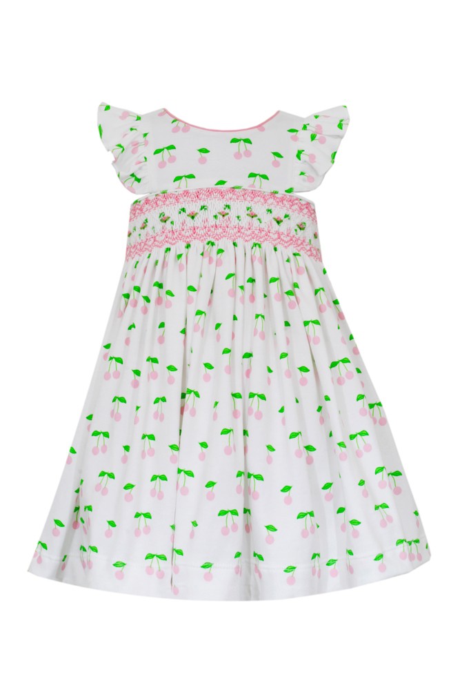 bebe dresses Petit Bebe Knits Toddler Girls Pink Cherry Print Smocked Knit Dress – Best Dressed Child