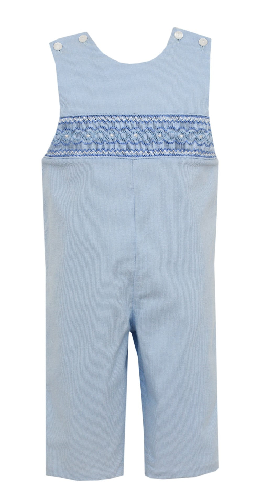 Petit Bebe Baby Boys Light Blue Corduroy Smocked Longall