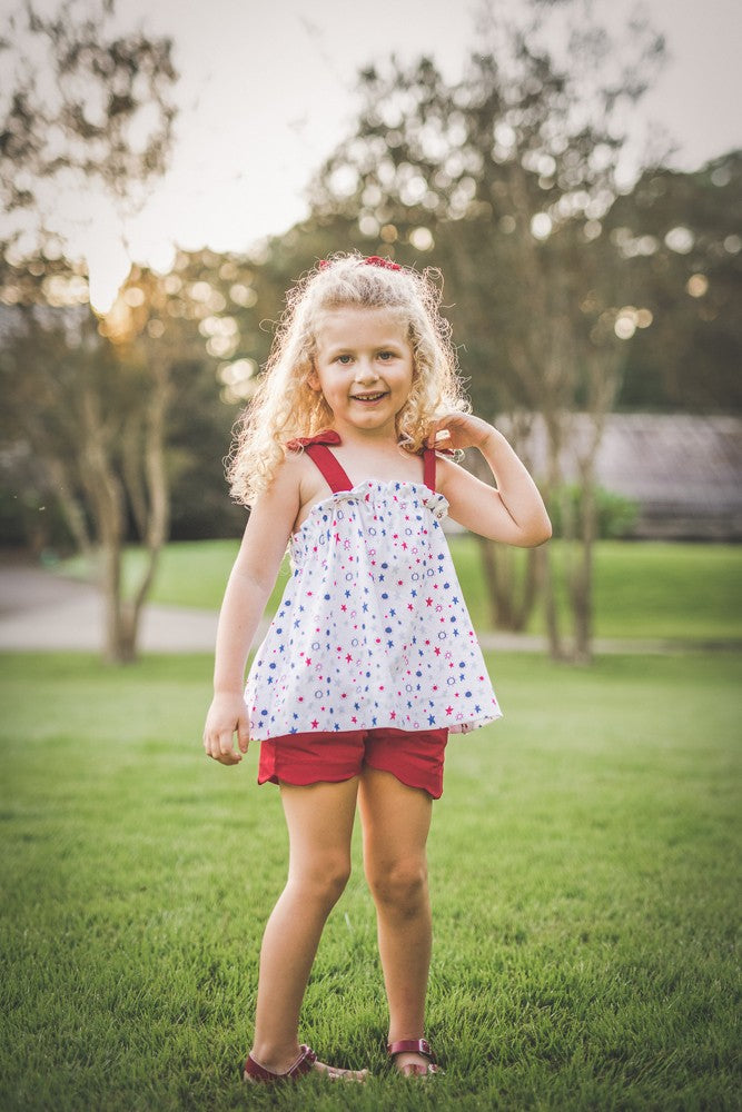 Proper Peony Girls Pima Red Tie Top - Patriotic Anthem by Proper Peony