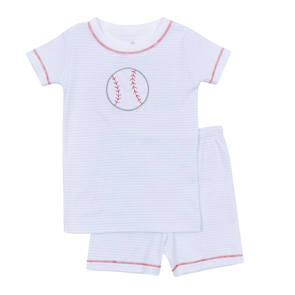 Magnolia Baby Boys Tiny Slugger Baseball Applique Short Pajamas