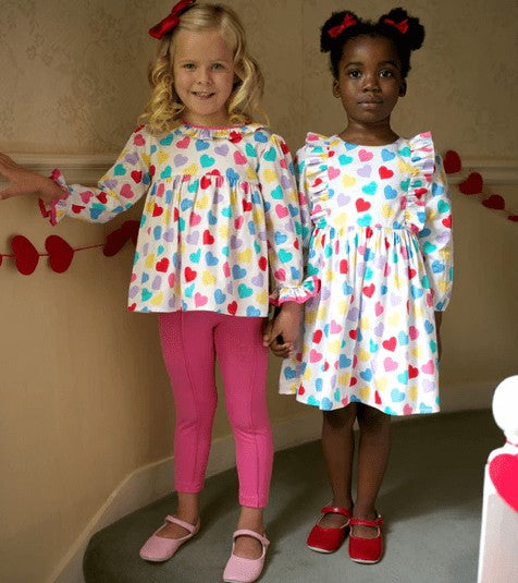 Rachel Riley London Girls Confetti Heart Frill Dress by Rachel Riley