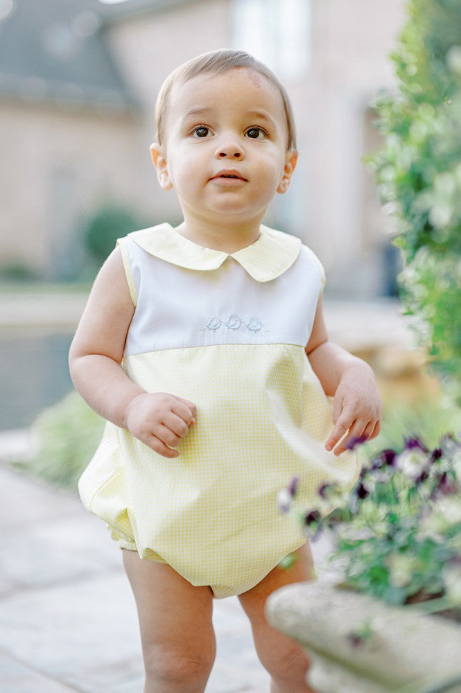 Proper Peony Baby Boys Bubble - Yellow Check Clary Easter Chicks