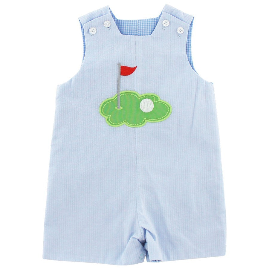 Bailey Boys Reversible Jon Jon - Blue Hole in One Golf Reverses to Gingham Lawn Mower