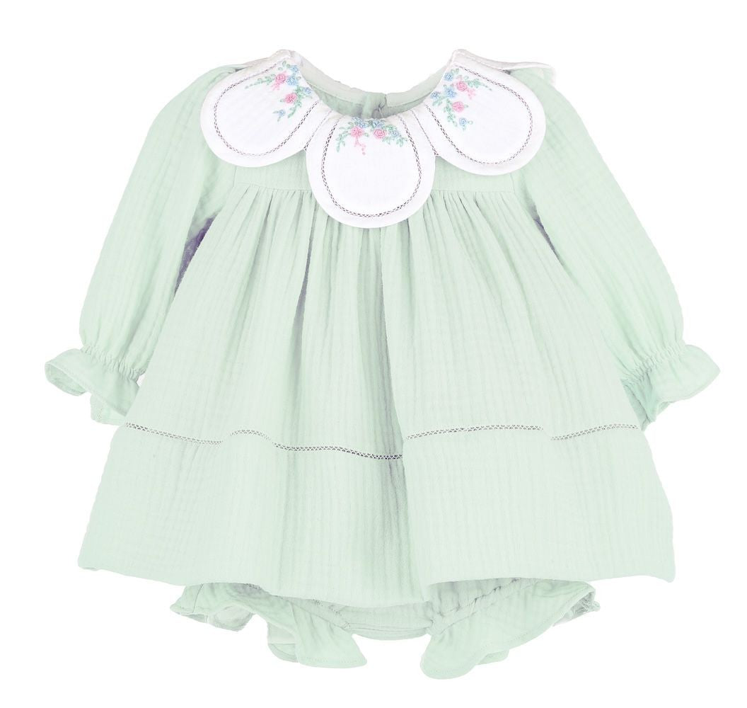 Sophie & Lucas Girls Cuddle Cotton Petal Collar Dress - Green 3T Sophie & Lucas Girls Cuddle Cotton Petal Collar Dress - Green 3T