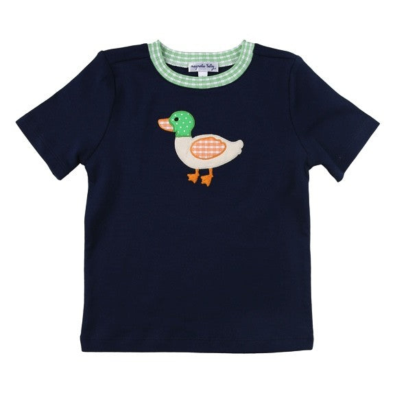 Magnolia Baby Little Boys Navy Blue Mallard Duck Applique T-shirt