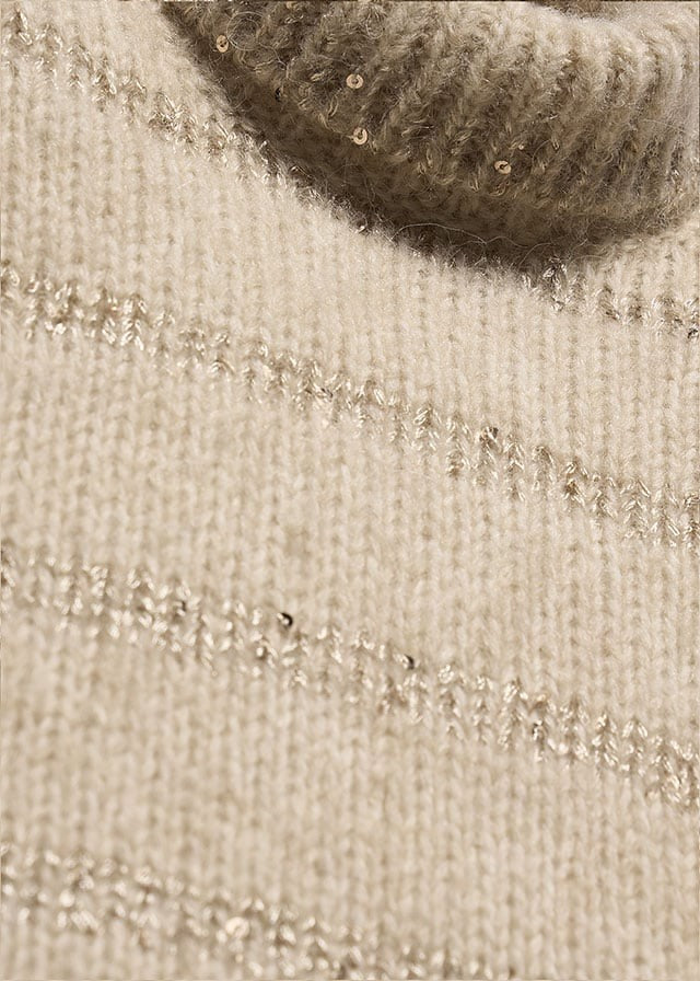 Abel & Lula Girls Gold Sequins Striped Sweater