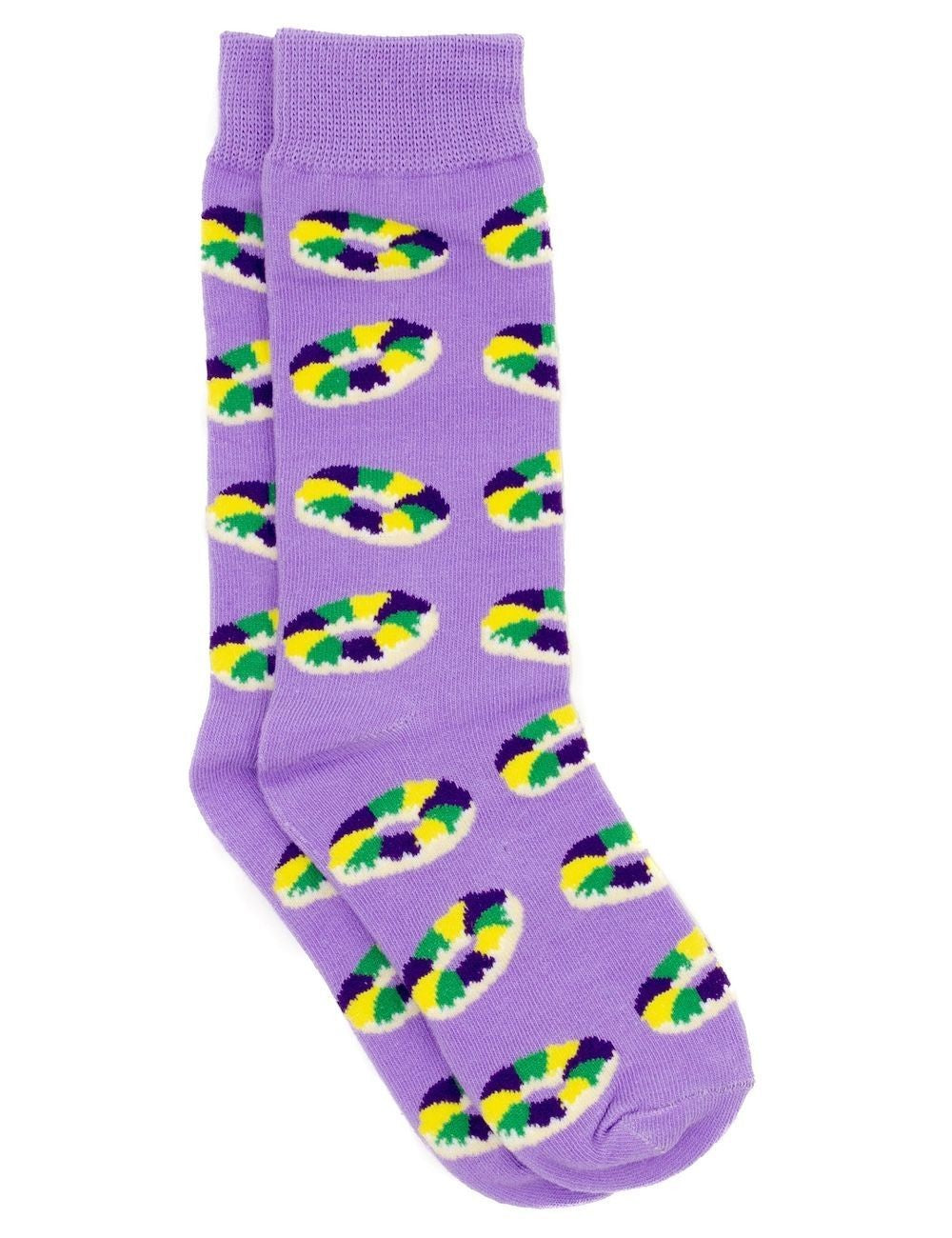 Properly Tied Boys Lucky Duck Socks - Purple Mardi Gras King Cakes