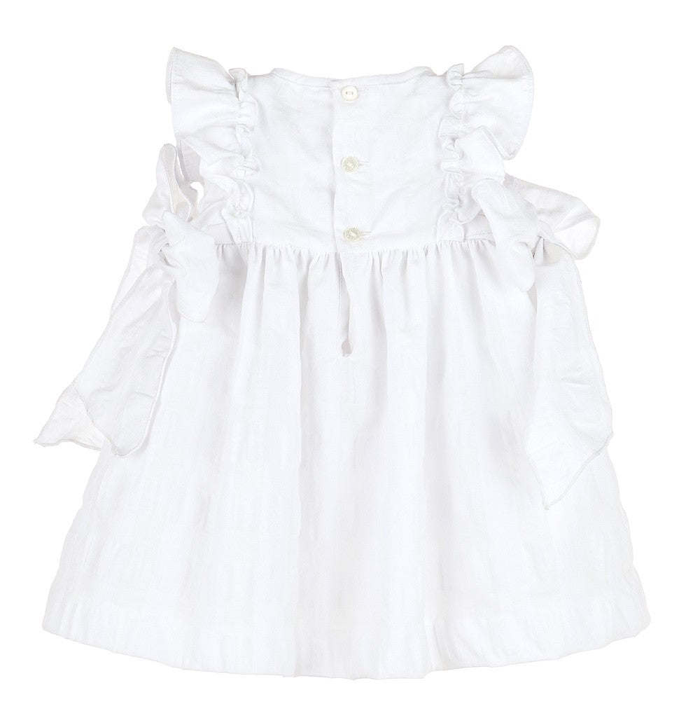 Sophie & Lucas Girls White Gingham Dress with Side Bows by Sophie & Lucas