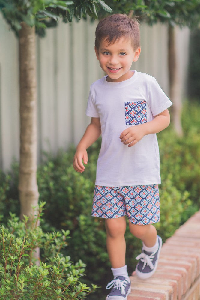 Proper Peony Parkside Boys Pocket T-Shirt - Apple Plaid