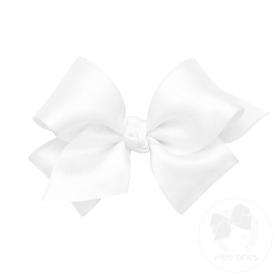 Wee Ones Girls Bow with Knot on Clip - French Satin - White by Wee Ones