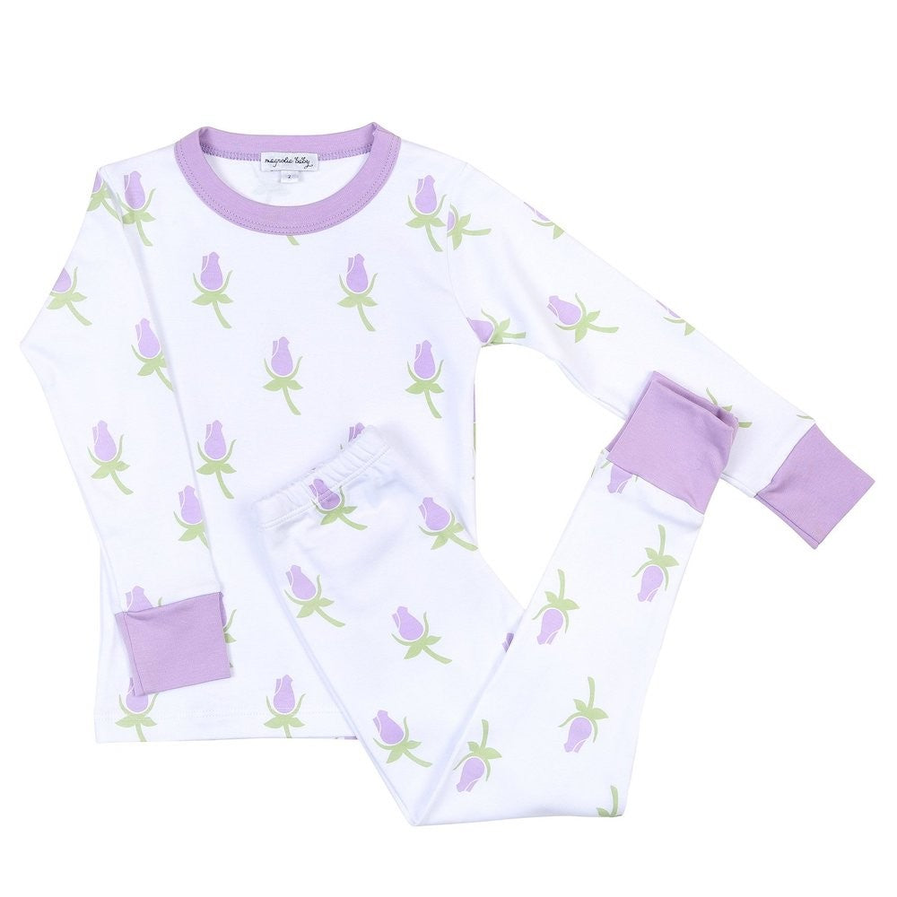 Magnolia Baby Girls Lavender Rosebud Long Pajamas
