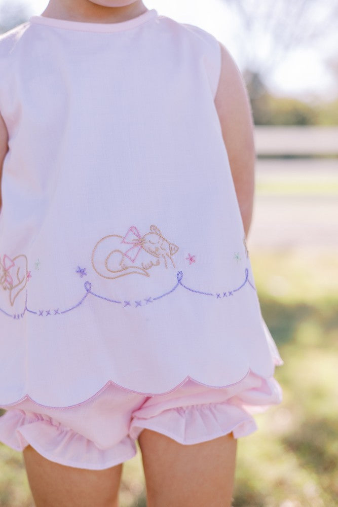 Proper Peony Girls Pink Kittens Bloomers Set