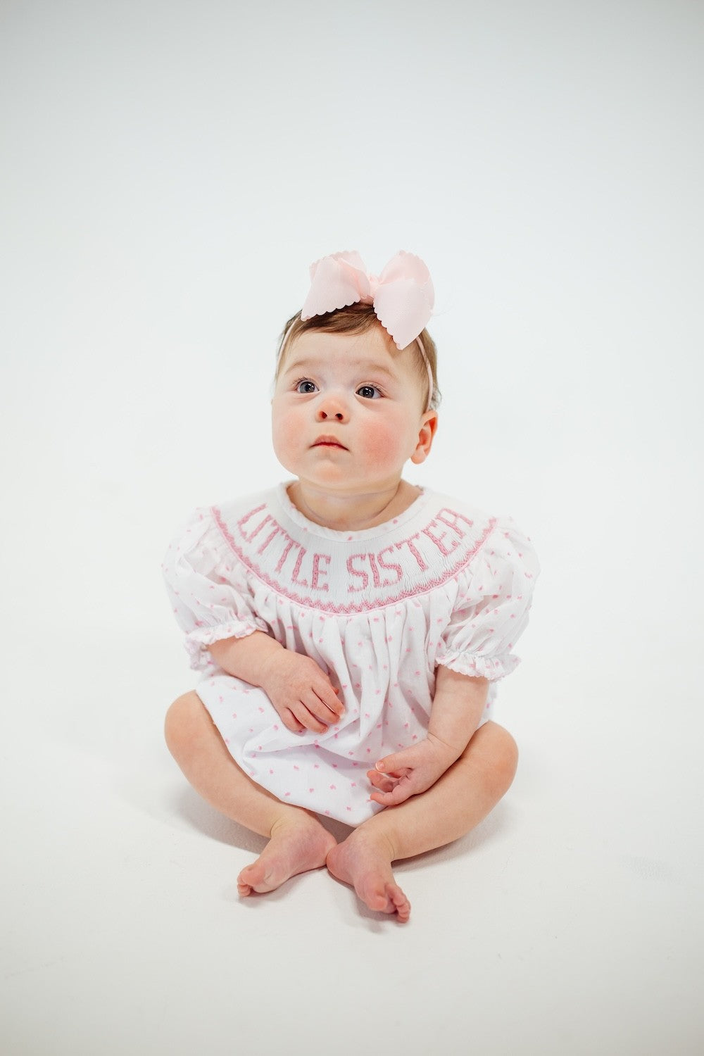 Shop Teeta Baby Girls Swiss Dot Smocked Little Sister Bubble - Pink