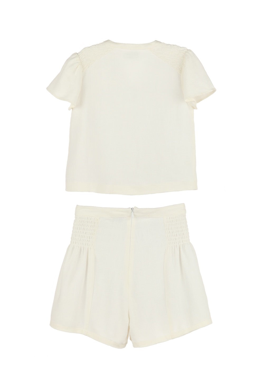 Luli & Me Gabby Girls Dressy Ingrid Shorts Set - Ivory by Luli & Me