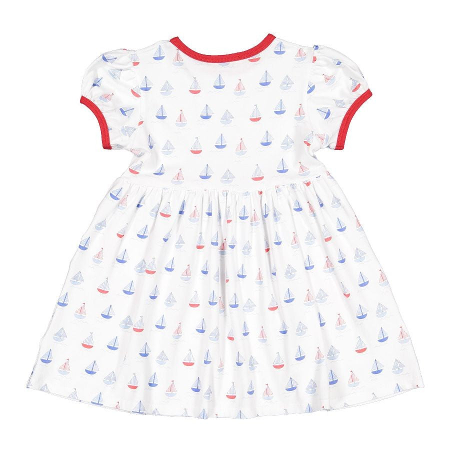 Sal & Pimenta Girls A-Line Dress - Day at Sea Boats Print - Pockets