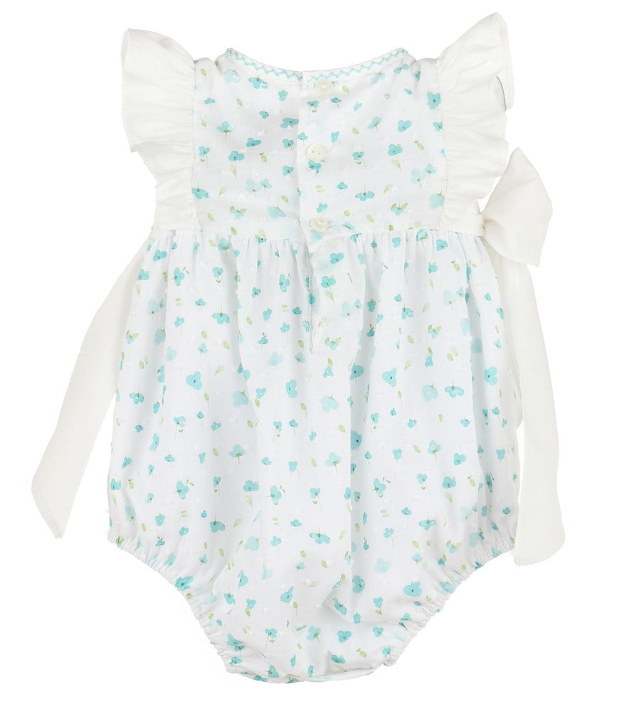 Sophie & Lucas Baby Girls Bubble - Azure Blue Blooms Floral - Side Bows by Sophie & Lucas