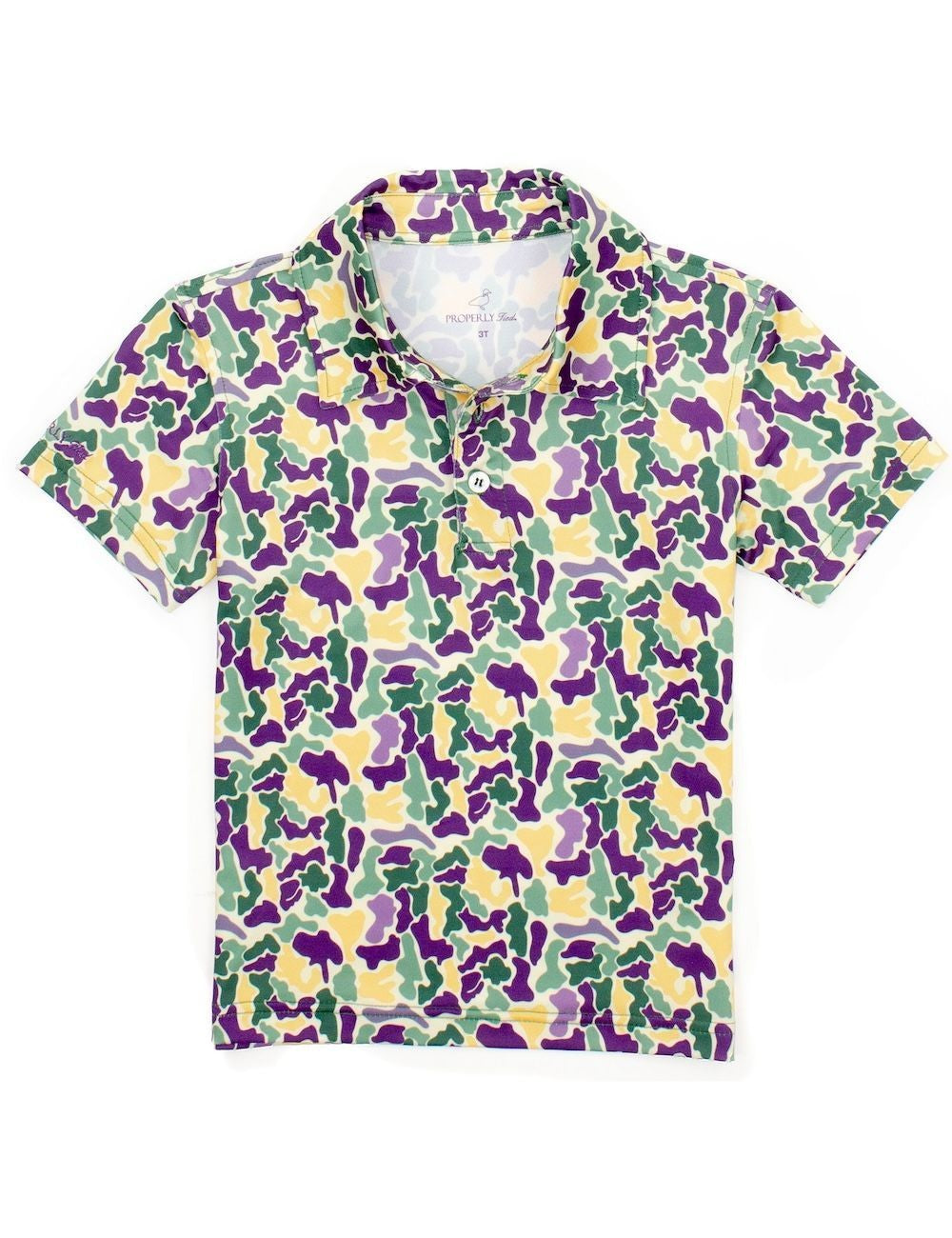 Properly Tied Boys Inlet Polo Shirt - Mardi Gras Camo