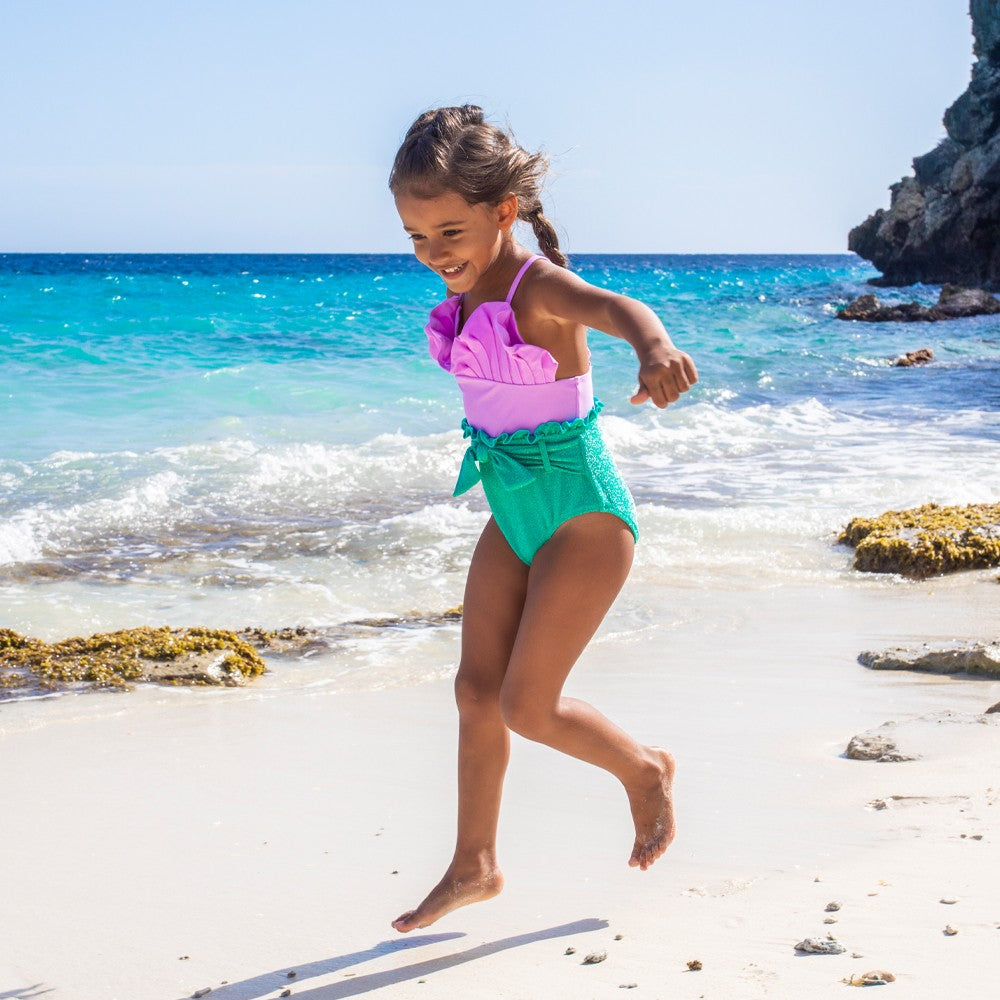 Shade Critters Girls Mermaid Shell Shimmer Swimsuit - Purple by Shade Critters