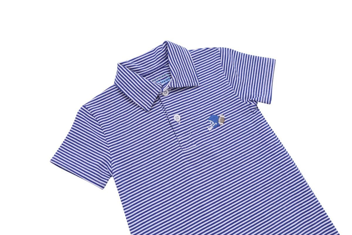 Itsy Bitsy Baby Boys Football Game Day Polo Romper - Royal Blue by Itsy Bitsy