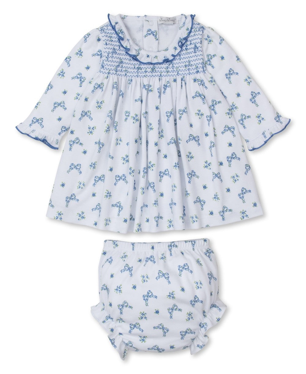 Kissy Kissy Baby Girls Smocked Dress Set - Blue Blooming Bows