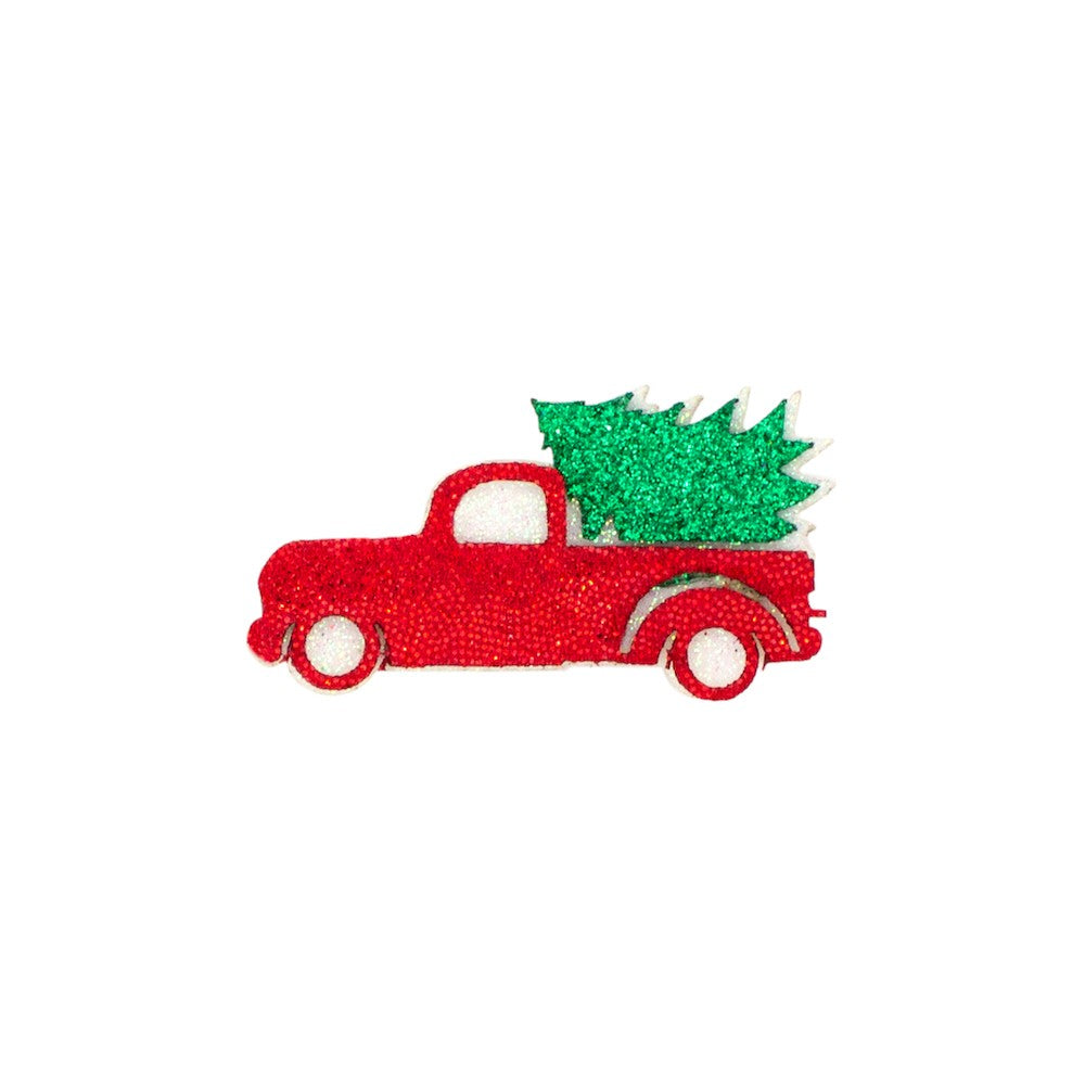 Wee Ones Girls Holiday Glitter Pinch Clip - Christmas Tree Truck