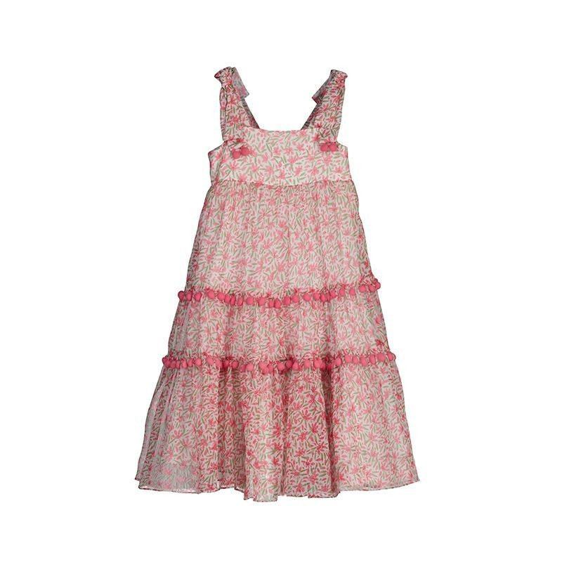 Abel & Lula Girls Bambula Midi Dress - Pom Poms - Fuchsia Pink 8 Abel & Lula Girls Bambula Midi Dress - Pom Poms - Fuchsia Pink 8