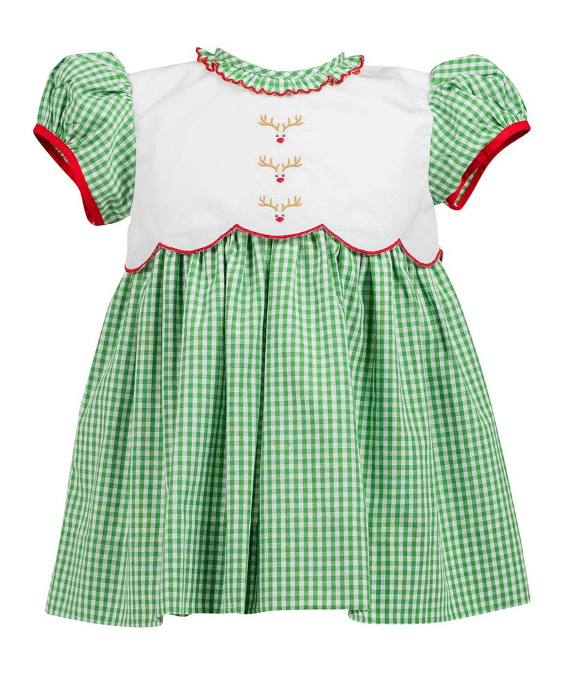 Proper Peony Girls Green Remi Reindeer Dress 12M Proper Peony Girls Green Remi Reindeer Dress 12M